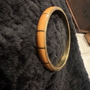 Wooden Bangle Bracelet with Brass Accents